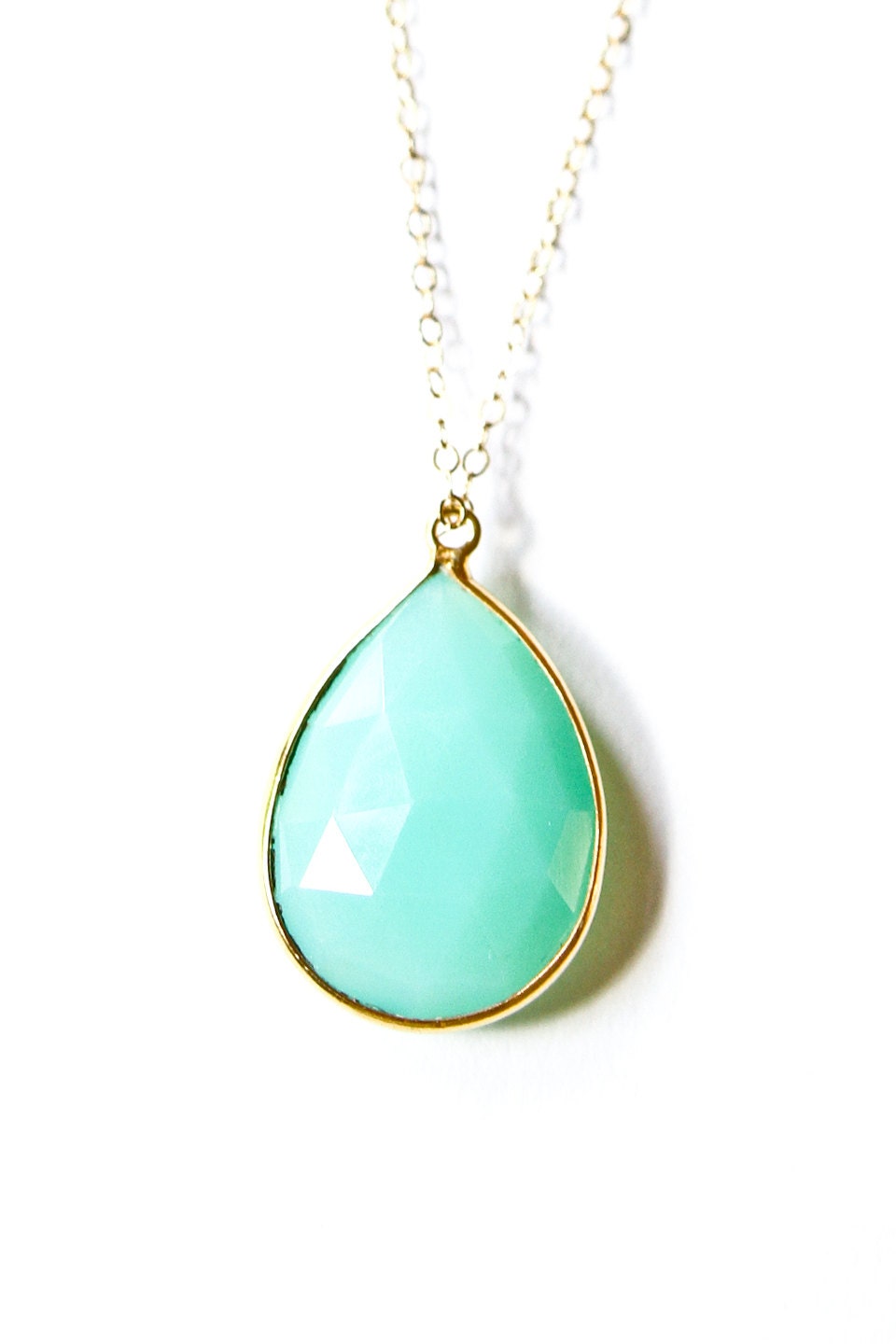 Long gold necklace - statement necklace - bridesmaid necklace - bridesmaid jewelry - green stone necklace - bridesmaid gift - gold jewelry