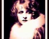 Ziegfeld Girl Myrna Darby in White Fur Giclee Fine Art Print of Enhanced Vintage Photo circa 1920 by Alfred Cheney Johnston