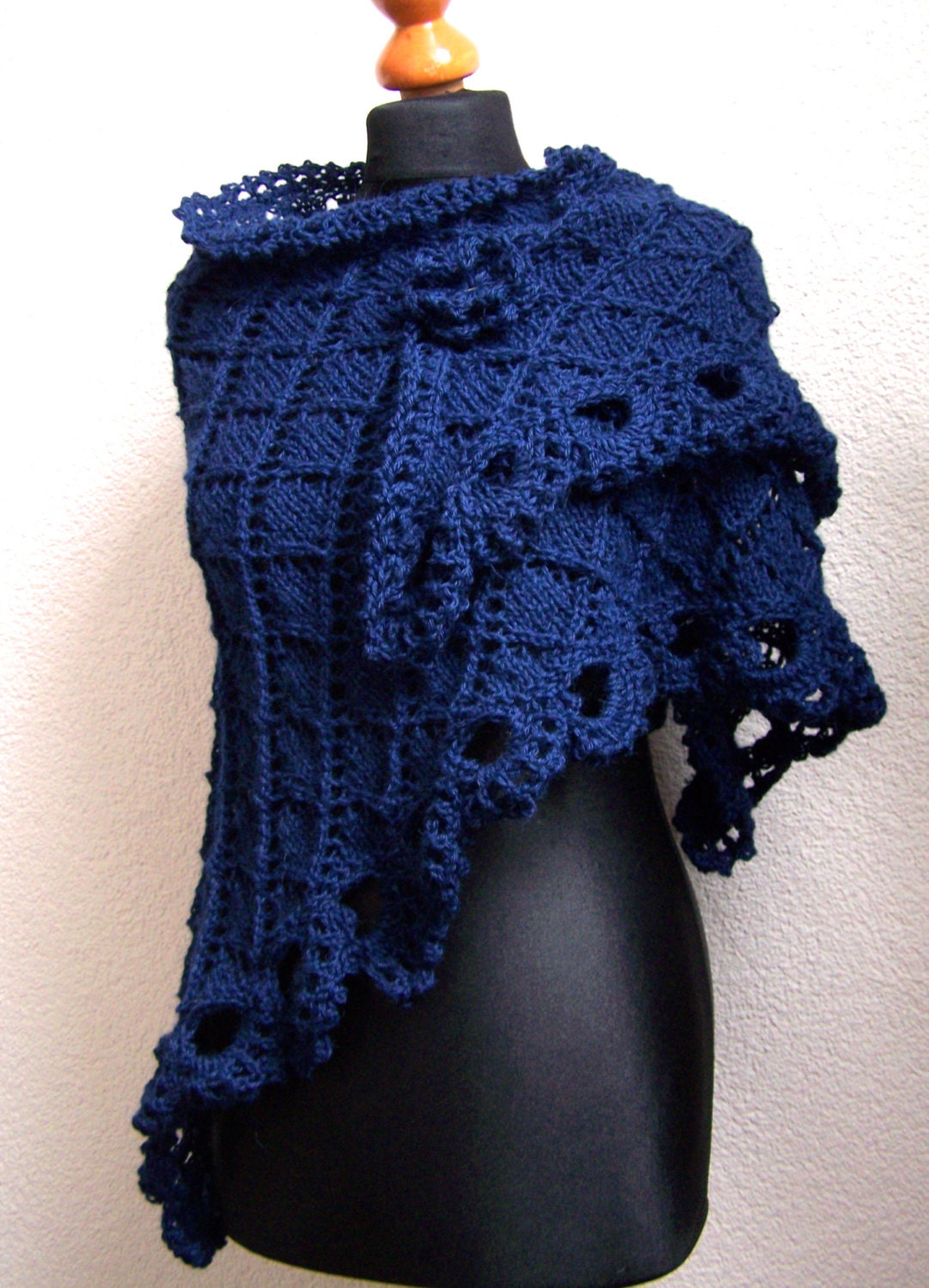 triangular shawl alpaca dark blue