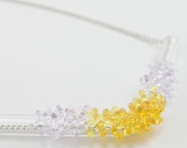 Yellow / Lilac Cluster Bar Necklace
