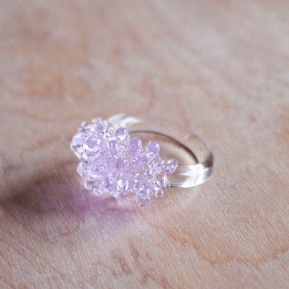 Glass Cluster Ring - Lilac