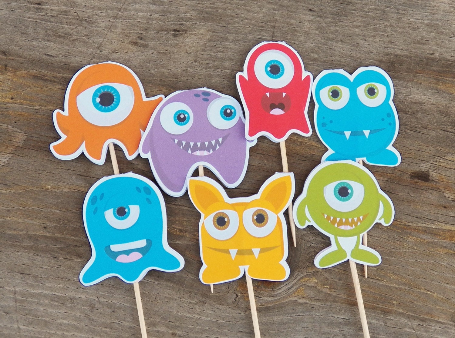 Little Monsters Party - Set of 36 Assorted Monster Cupcake Toppers by The Birthday House Il_170x135