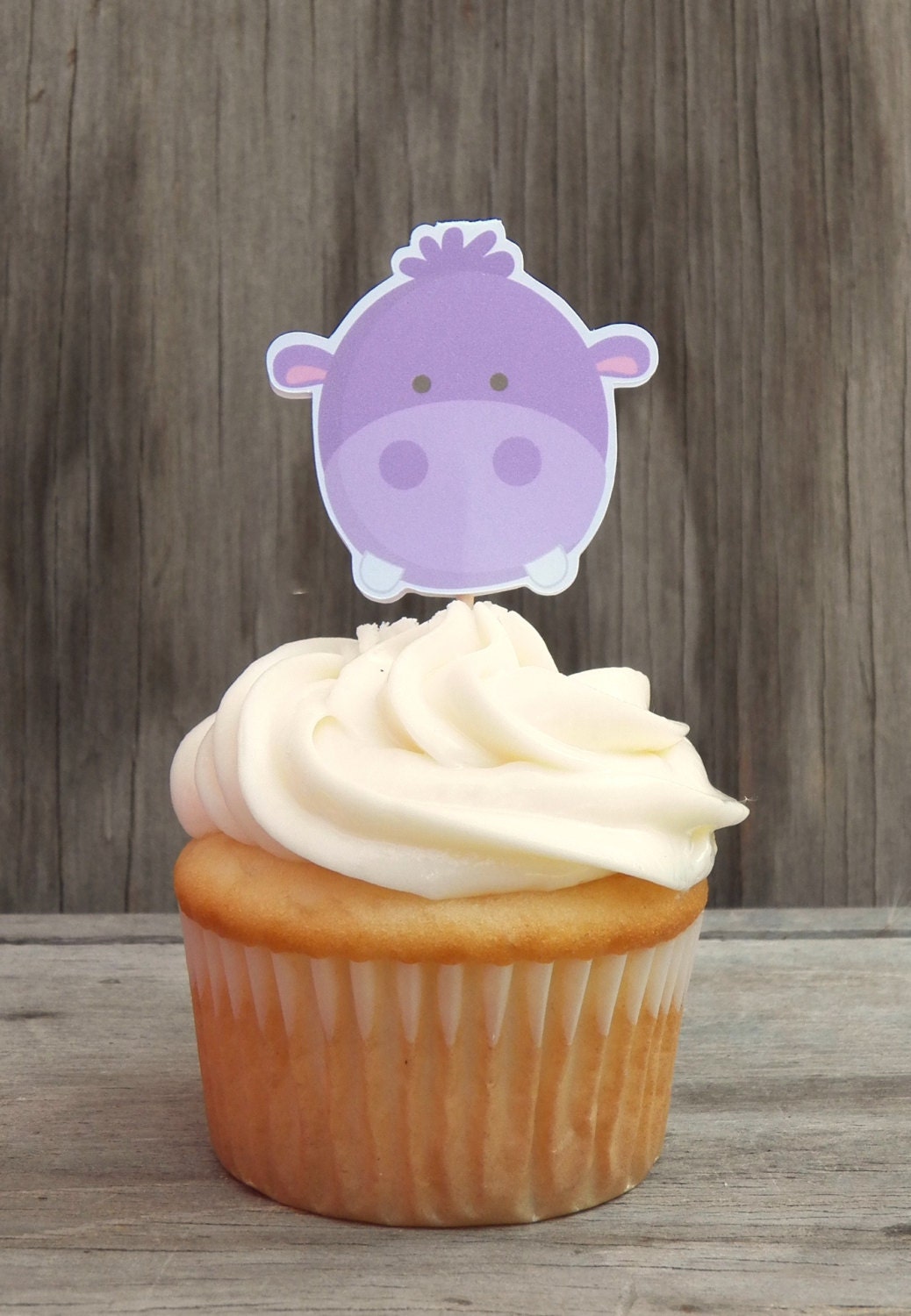 Jungle Friends Party - Set of 12 Hippo Cupcake Toppers by The Birthday House Il_170x135