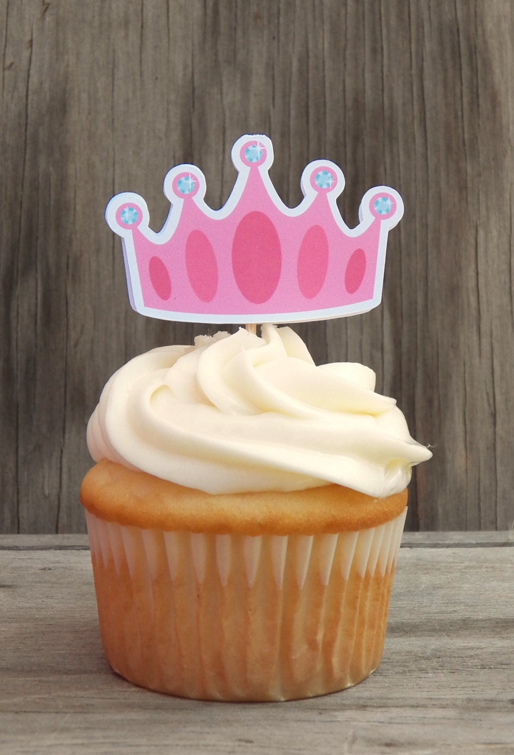 Princess Party Set of 12 Pink Crown Cupcake Toppers by The Birthday