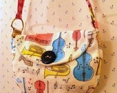 SALE Musical Patterned Half Circle Shoulder Cross Body Bag