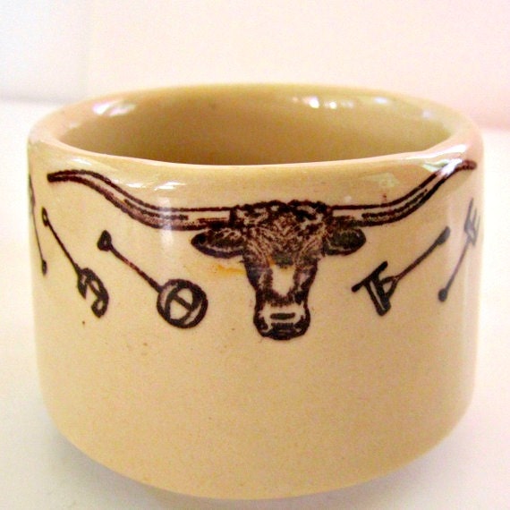 Vintage Iron Stone set of 4 Tepco China Western mugs Steer cowboy boots branding irons