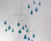Large Rain Drops Art Mobile  - Spring Shower Hanging Sculpture - Calder Inspired