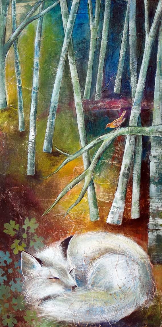 Baby White Woodland Fox -Large Archival Print-Miracle