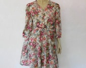 80's  Grunge  Dress. Vintage  Floral & Lace Print Mini Grunge Dress