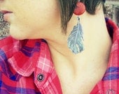 Feather Charm Earrings - Turquoise or Coral