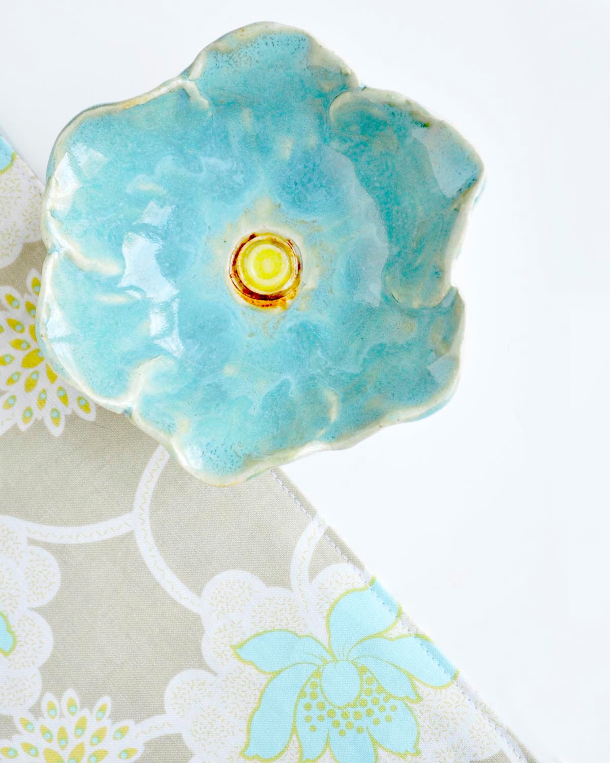 poppy prep bowl ceramic flower bowl turquoise