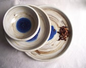 Rustic Place setting  with blue- Between the Earth and the Sky - Stoneware (grès) Bowl