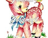 Vintage Digital Download Pink Deer Kawaii Vintage Image Collage Large JPG