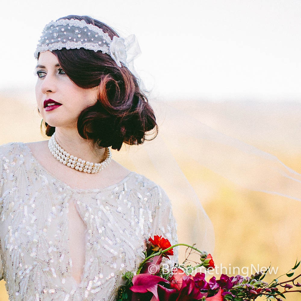 Great Gatsby, 1920's style wedding headband. wedding hair