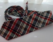 Extra Wide Red, Navy, and Olive Plaid Wool Tie