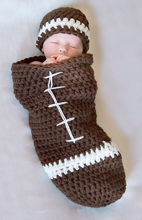 Football cocoon and Beanie Pattern  Newborn Crochet - new INSTANT DOWNLOAD no waiting