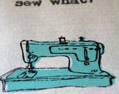 Linocut print / Screenprint - 5" x 7" sewing machine fabric print - Mint