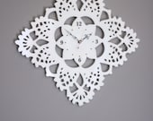 giant lacy doily clock white acrylic