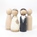 4 Peg Doll Wedding Cake Toppers with DRESS - size 3.5" - Fair Trade 4 Wooden Dolls - Unpainted and comes with Instruction booklet