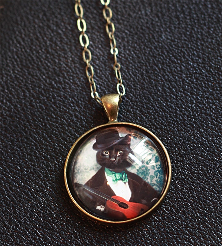 Cat Necklace Jewelry Potrait Photography Pendant Black Cat Photo jewelery photo pendant - Felix Fitzpatrick