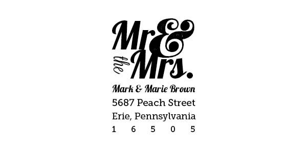 Mr. and Mrs. Personalized Wooden Handle Return Address Rubber Stamp