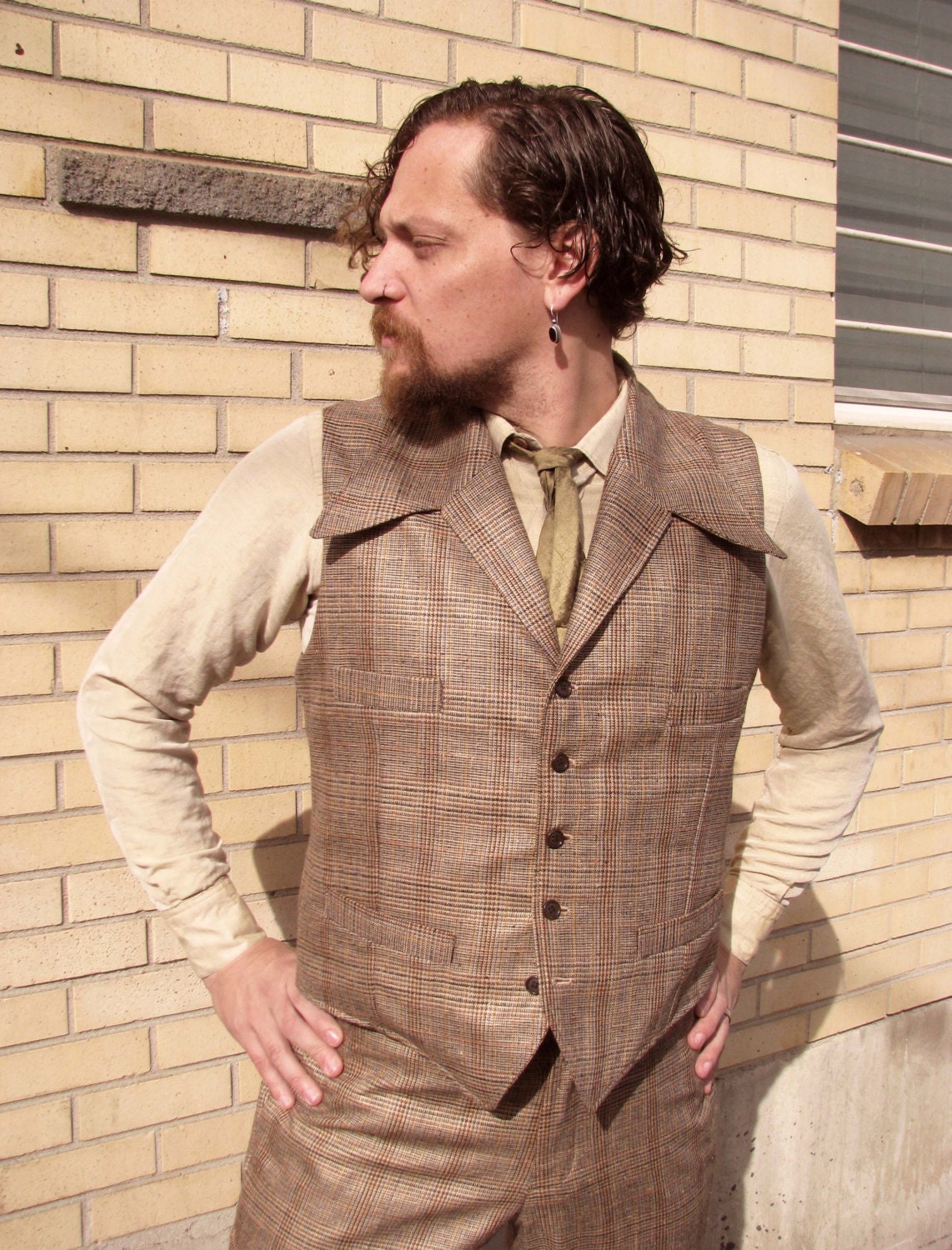 Wool and Silk Plaid Suits---Retro Vests and Pants Custom Made