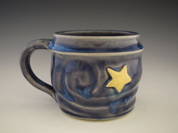 Coffee Mug in Midnight Blue - STaRRy NiGhT - Van Gogh Inspired - by DirtKicker Pottery