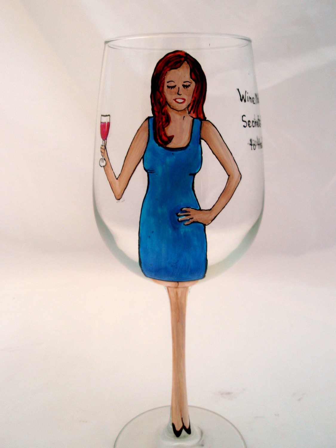 Personalized Wine Glass Funny Quote Diva Cobalt Royal Blue