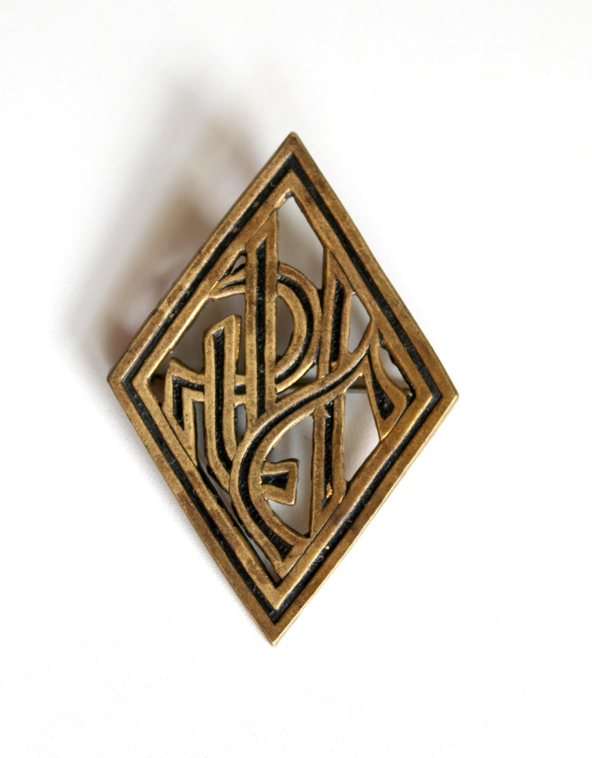 Vintage Art Deco Pin Black and Gold