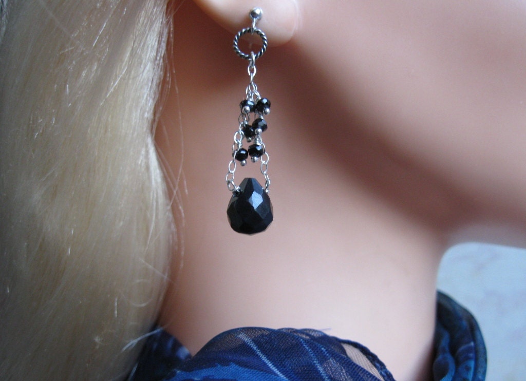 Black Onyx Earrings- Oxidized Silver
