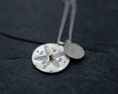 Orchid silver coin pendants with a dot of gold necklace