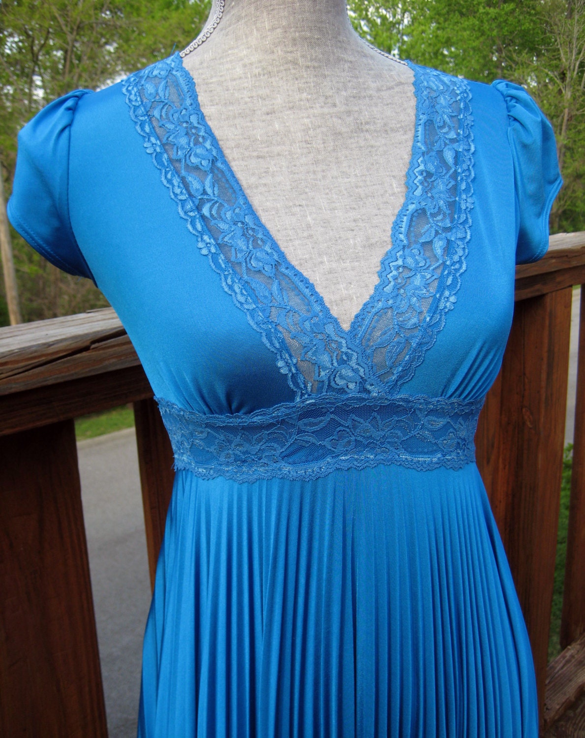 Vintage Turquoise Jewel Accordion Pleat Dress size 34