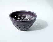 Hand-pierce Purple Stoneware Bowl Form - Highly Textured,  Pierced Pottery