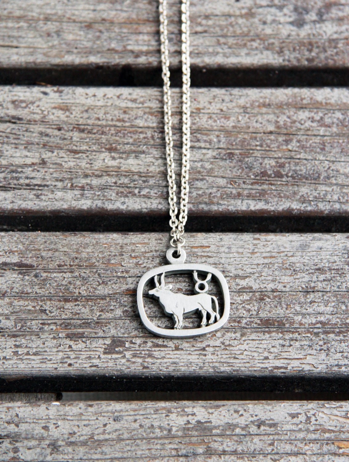 Vintage Taurus necklace pendant  - Metal zodiac statement jewelry - ohtteam europeanstreetteam - Free Worlwide Shipping
