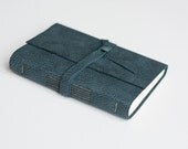 Leather Journal - Dark Dusky Grey Teal - Distressed - Handbound Leather Book - 6 x 4