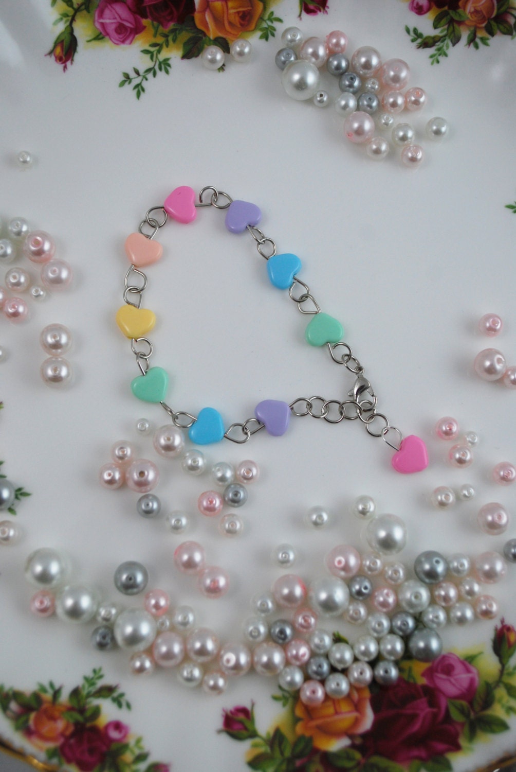 Fairy Kei Rainbow Hearts Bracelet