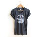 Full Moon - Hand Stenciled Scoop Neck Rolled Cuffs Tee in Asphalt Grey - S M L XL 2XL 3XL