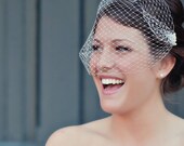 Azalia Ivory Birdcage / Bandeau Style / Blusher Veil Embellished with Swarovsky Elements by Mauve Binchely / Wedding Accessories