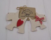 Cute Scottie Dog Fridge Magnets - Handmade Country Style Heart & Red Gingham