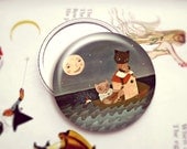 Pocket Mirror, Owl, Nursery Rhyme, Kids, Chidren, Party Favor, Mirror, Baby Shower, Birthday, Stocking Stuffer - The Owl & The Pussycat