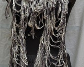 Shades of Gray Silk Handmade Loopy Crochet Scarf