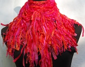 Bright Orange, Bright Pink & Red Handmade Crochet Scarf