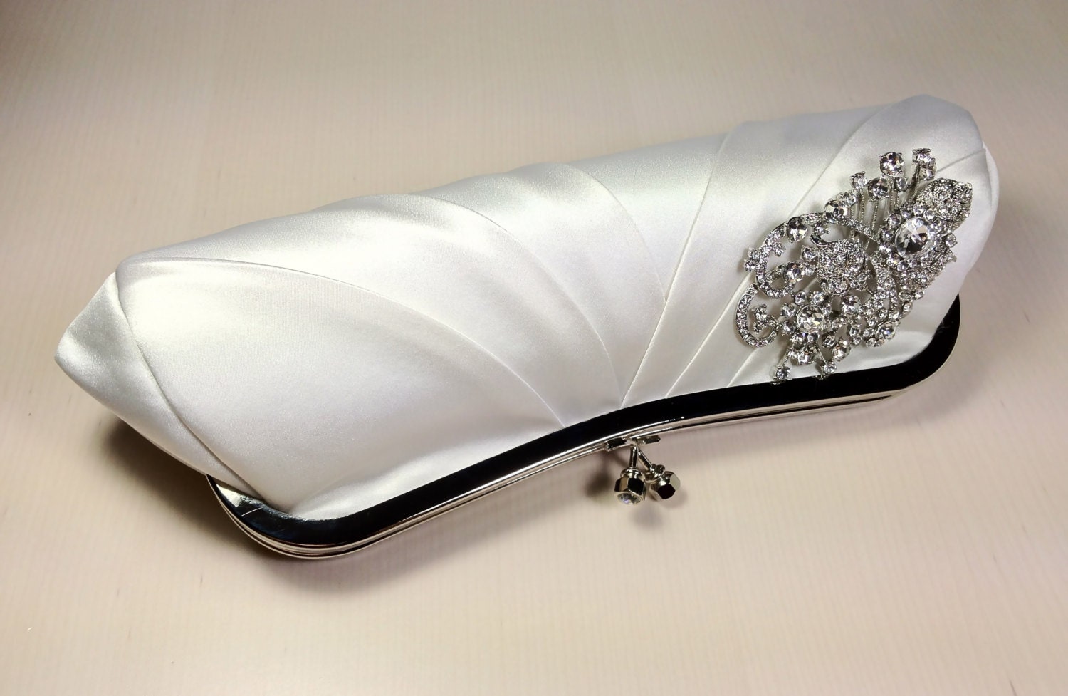 Bella Bridal with large crystal embellishment- White