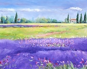 Original Oil Painting LANDSCAPE Lavender Fields Impressionist Large Canvas Palette Knife