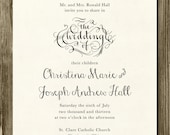 Digital Printable Wedding Invite, Response Card & Insert. Typography Wedding Invite. Script Wedding Invite. Classic. Vintage. Black White