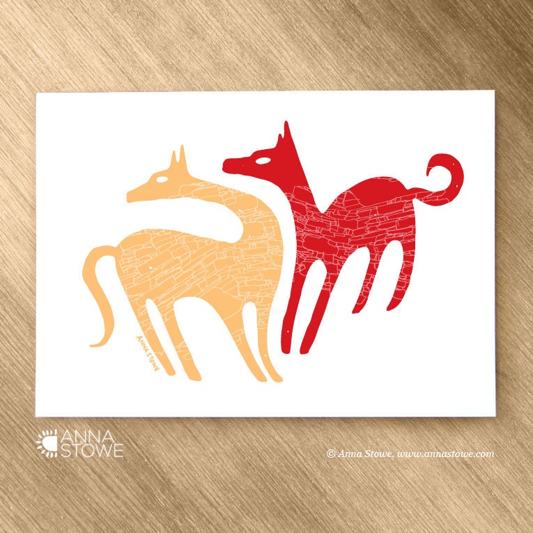 Playful Pups - Dog Greeting Card 5x7 - blank