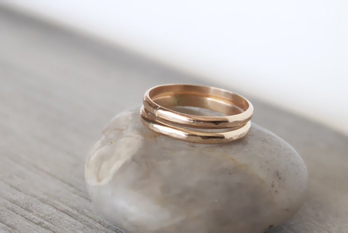 14k Gold Filled Stacking Rings - Gold Stack Rings - Handcrafted Rings - Gold Fill Ring Stack Set