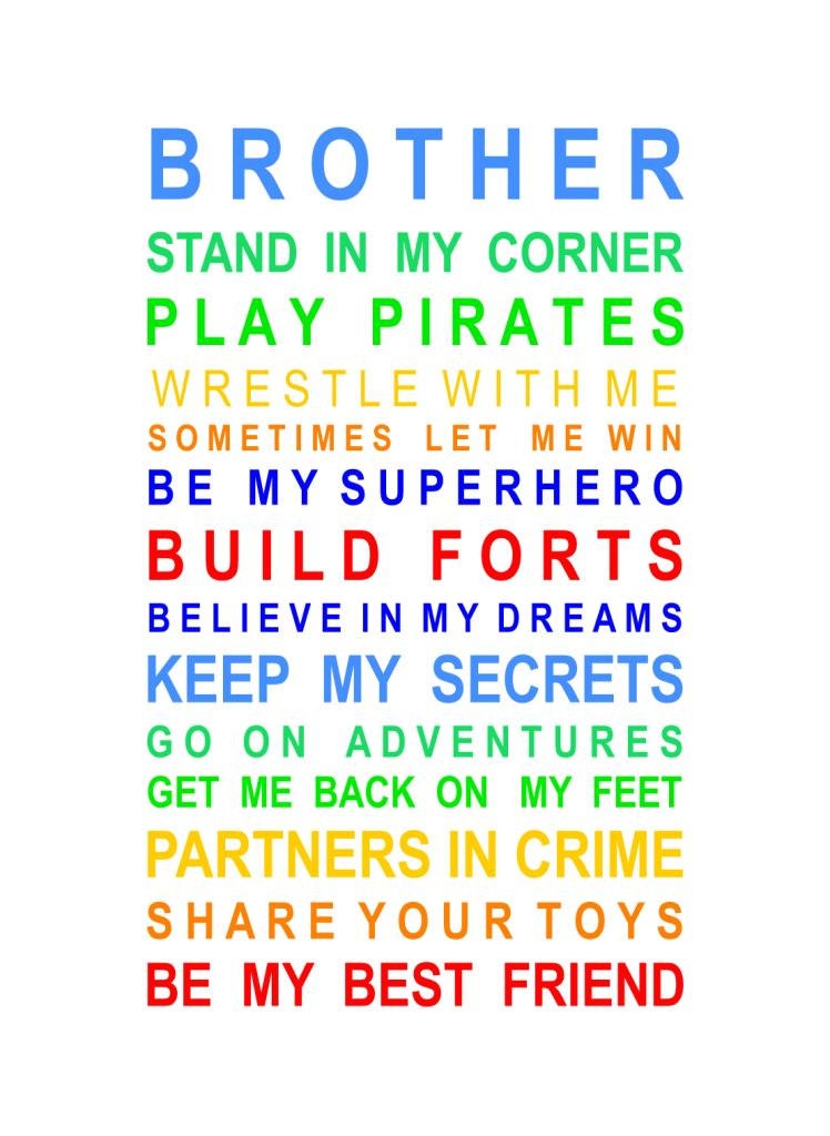 A5 unframed print Brothers - Typography poster for brothers