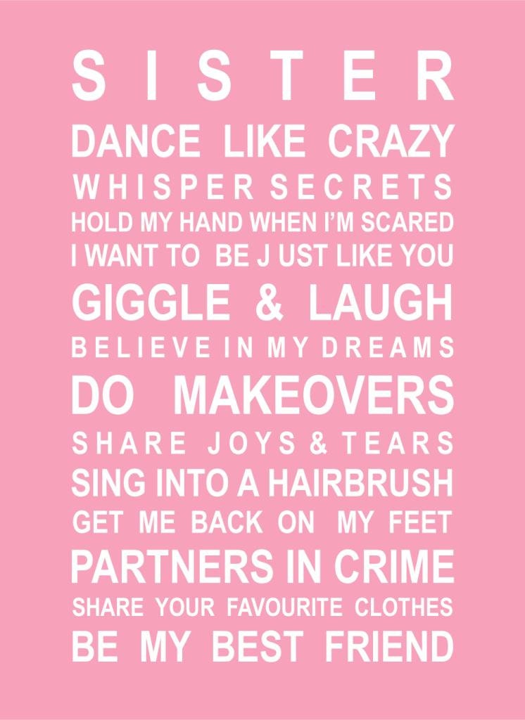 A5 unframed print Sisters - Typography poster for sisters