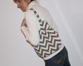 Chevron Gray and Cream Shoulder Bag or Purse